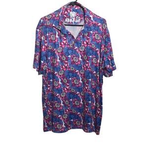 Taylor Byrd XL Polo Moisture Wicking Shirt Mens Large Floral Golf Tennis Resort